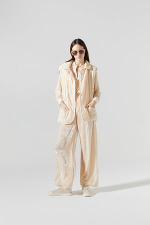 Nikka Silk Velvet Shirt - Nude