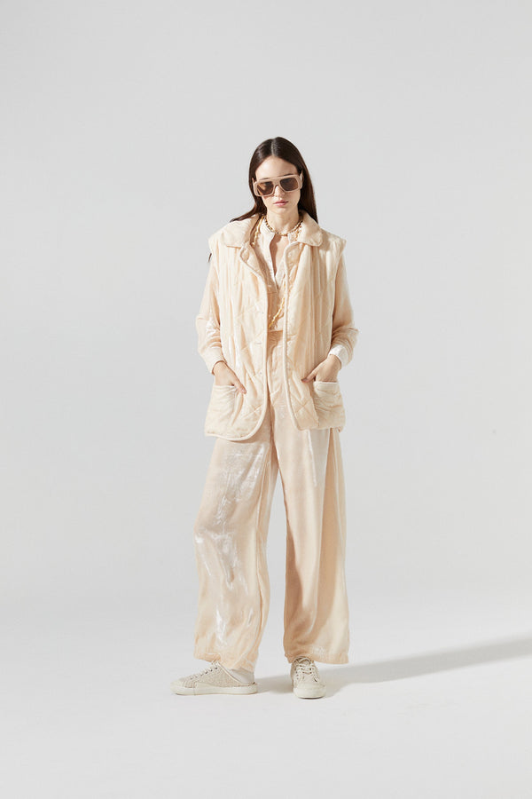 Nikka Silk Velvet Shirt - Nude