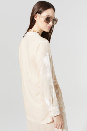 Nikka Silk Velvet Shirt - Nude