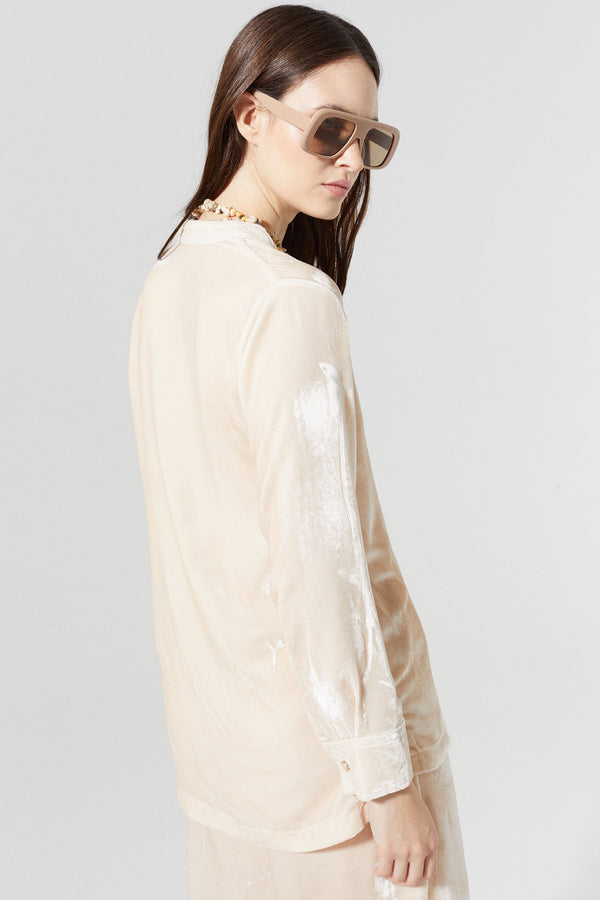 Nikka Silk Velvet Shirt - Nude
