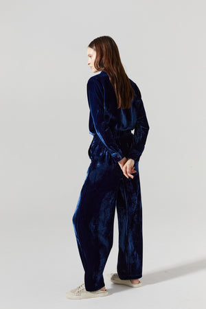 Nikka Silk Velvet Shirt - Navy Blue
