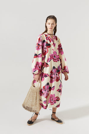 Sake Linen-Tencel Dress - Hibiscus