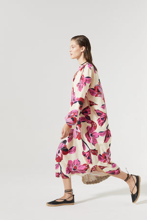 Sake Linen-Tencel Dress - Hibiscus