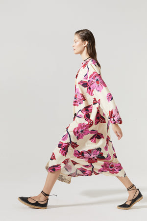 Sake Linen Dress - Hibiscus