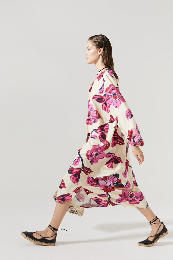 Sake Linen Dress - Hibiscus