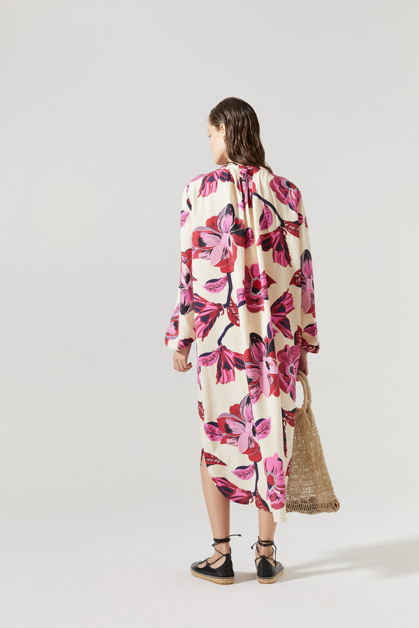 Sake Linen-Tencel Dress - Hibiscus