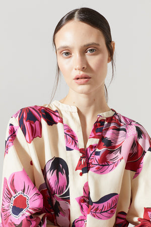 Sake Linen Shirt - Hibiscus