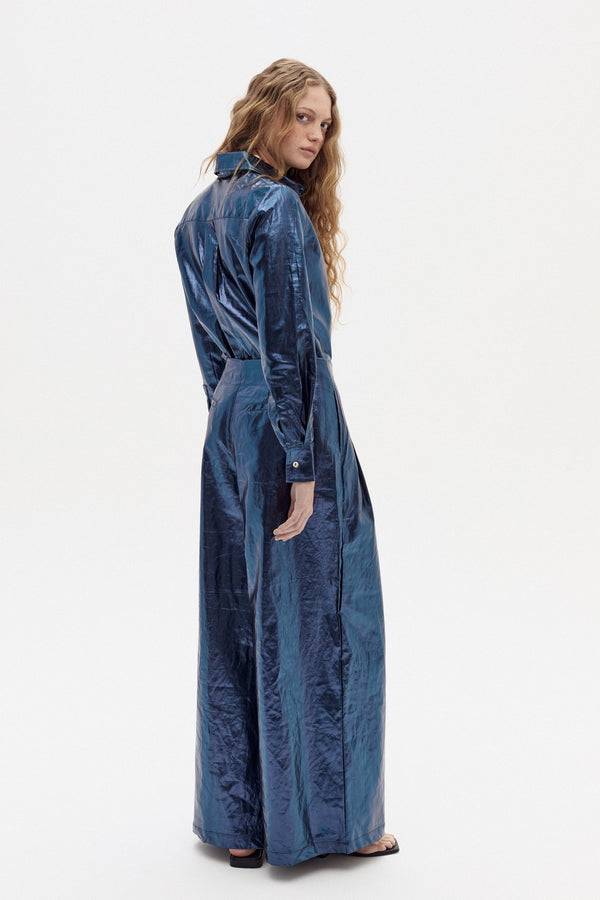 San Marino Metallic Linen Shirt - Dark Blue