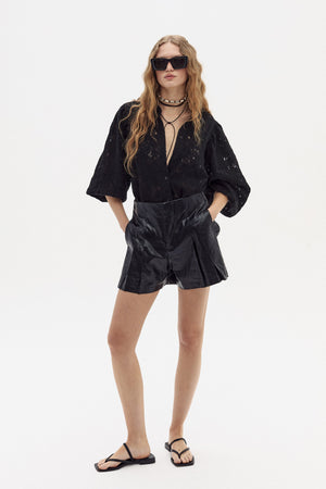 Claire Cotton Lace Shirt - Black
