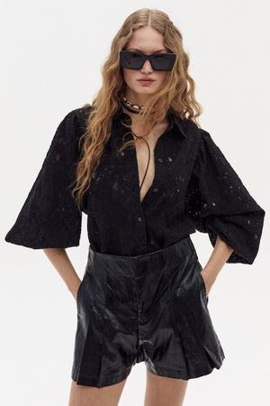 Claire Cotton Lace Shirt - Black