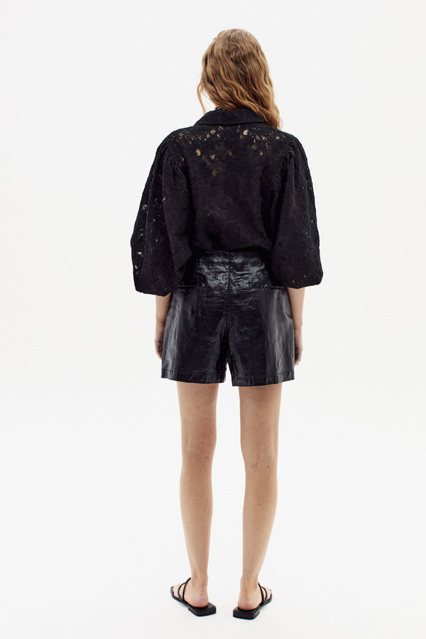 Claire Cotton Lace Shirt - Black
