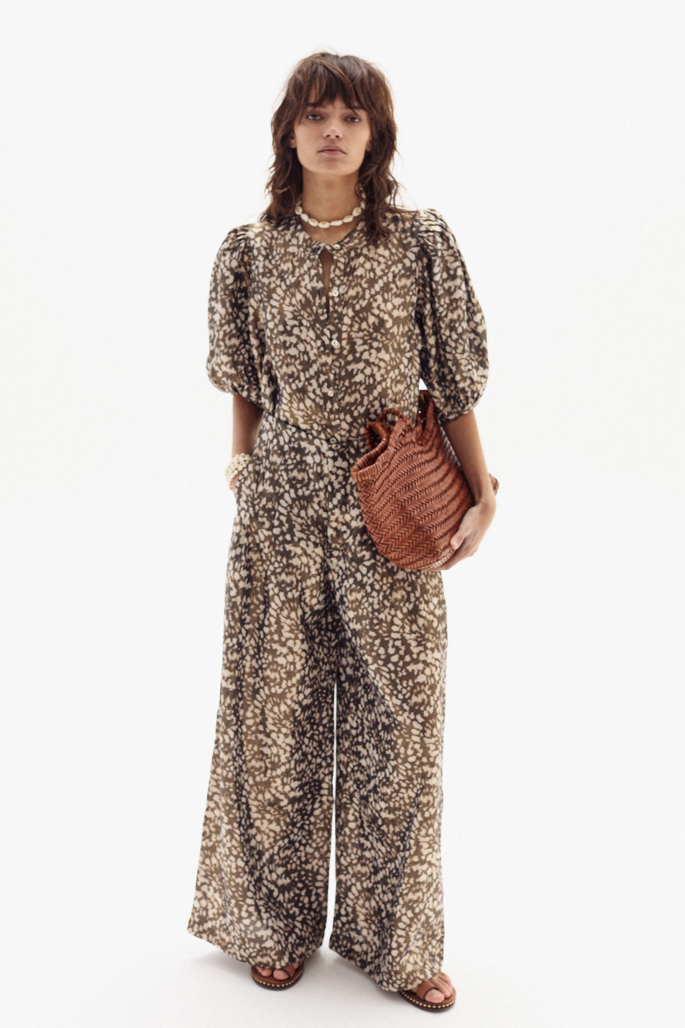 Culotte Metallic Linen Pants - Impala Print