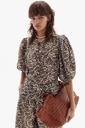 Bubble Metallic Linen Shirt - Impala Print