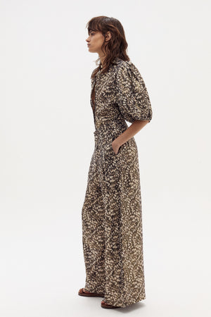 Culotte Metallic Linen Pants - Impala Print