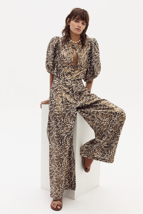 Culotte Metallic Linen Pants - Impala Print
