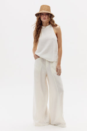 Olivia Linen Top - Off White