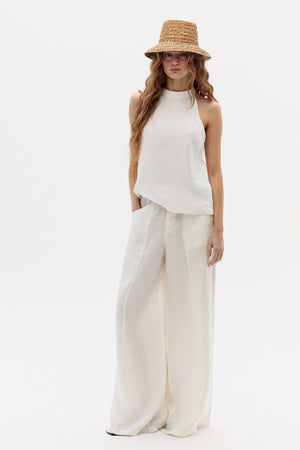 Olivia Linen Top - Off White