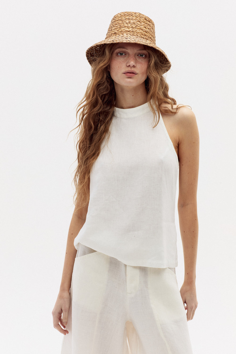 Olivia Linen Top - Off White