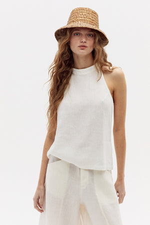 Olivia Linen Top - Off White