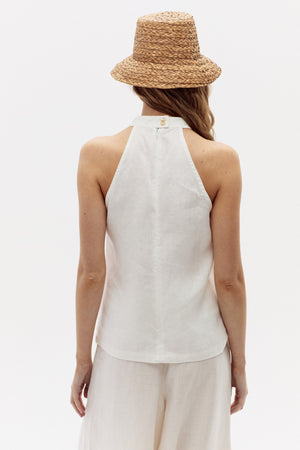 Olivia Linen Top - Off White