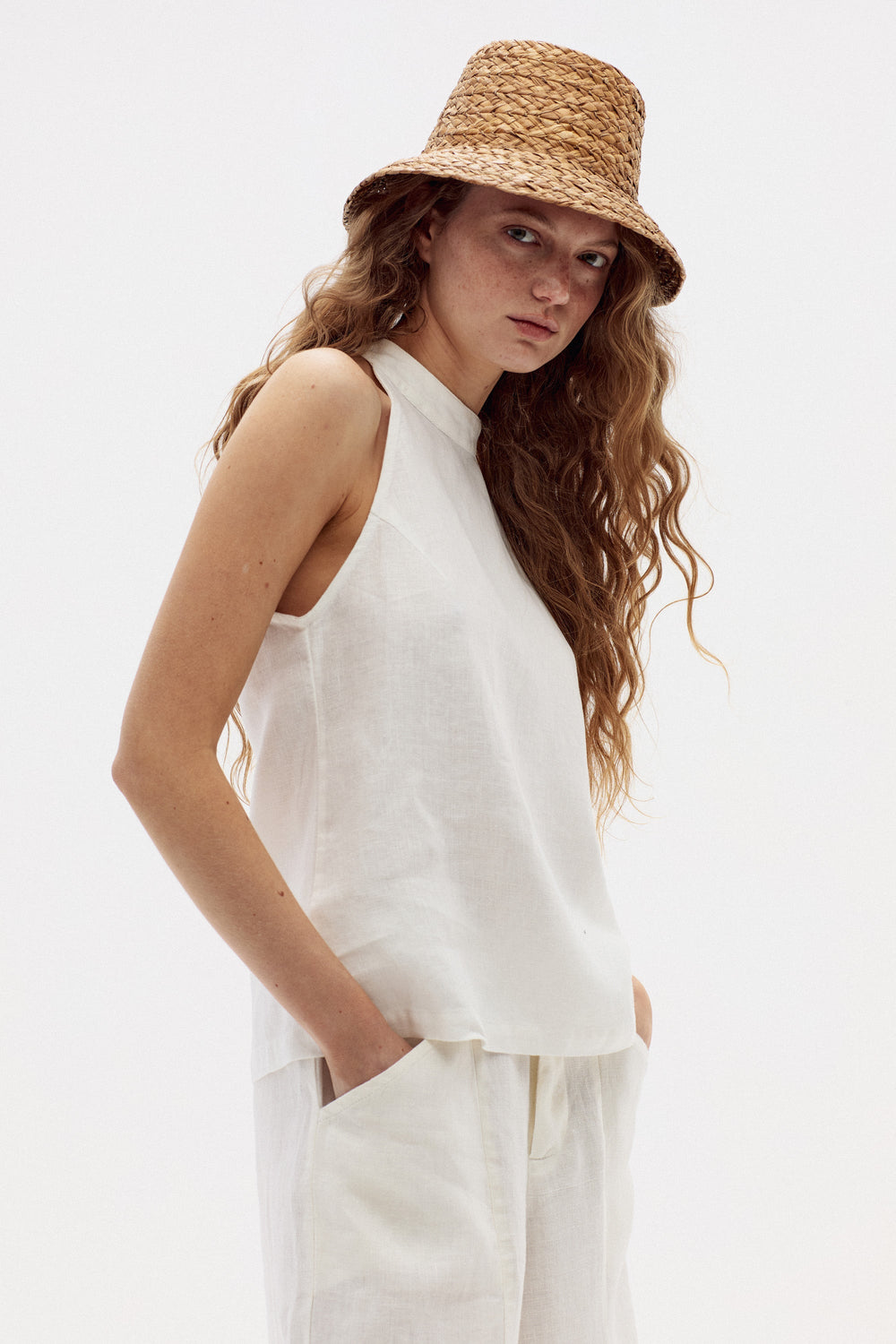 Olivia Linen Top - Off White