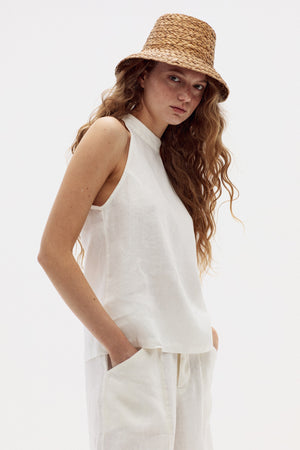 Olivia Linen Top - Off White