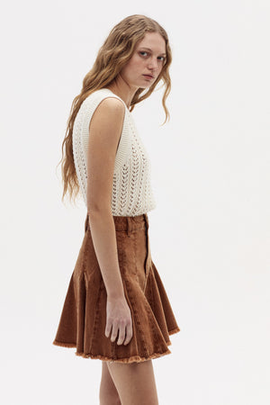 Azalea Denim Skirt - Washed Caramel
