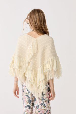 Fun Merino Wool Poncho - Natural