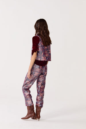 Astro Metallic Linen Pants - Gerbera Print