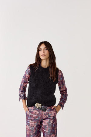 Alpaca Knitted Vest - Black