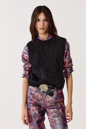 Alpaca Knitted Vest - Black