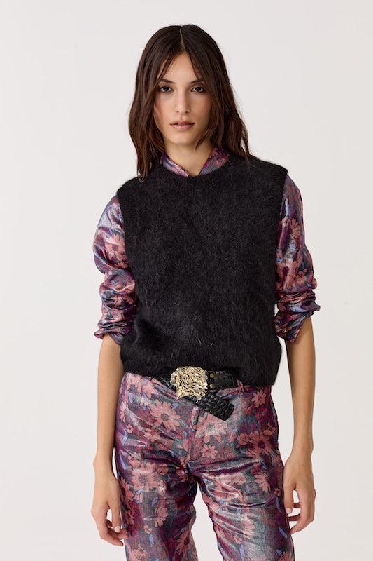 Alpaca Knitted Vest - Black