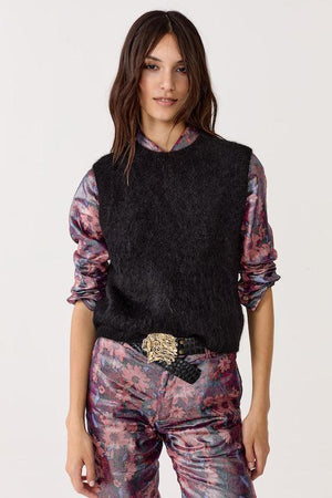 Alpaca Knitted Vest - Black