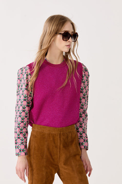Glitter Knitted Top - Fuchsia