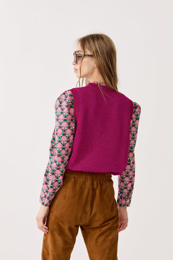 Glitter Knitted Top - Fuchsia