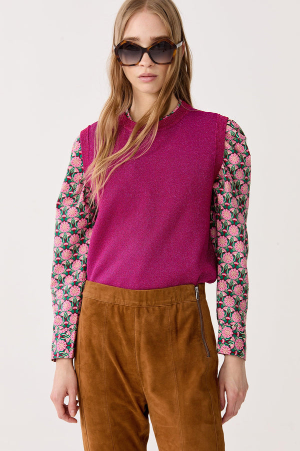 Glitter Knitted Top - Fuchsia
