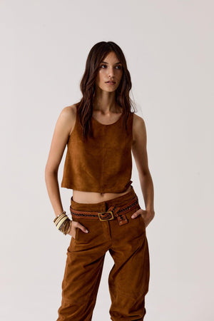Vermont Suede Top - Tan