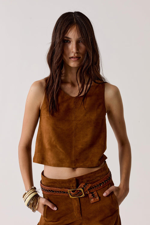 Vermont Suede Top - Tan