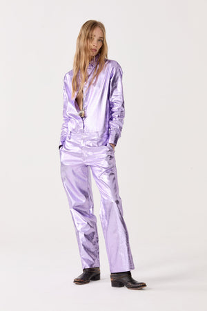 Astro Metallic Linen Pants - Violet