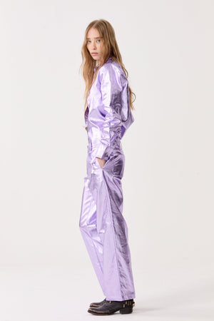 Astro Metallic Linen Pants - Violet