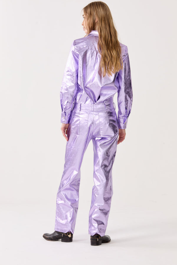 Astro Metallic Linen Pants - Violet