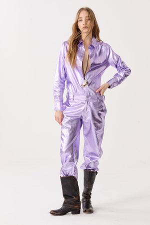 Astro Metallic Linen Pants - Violet