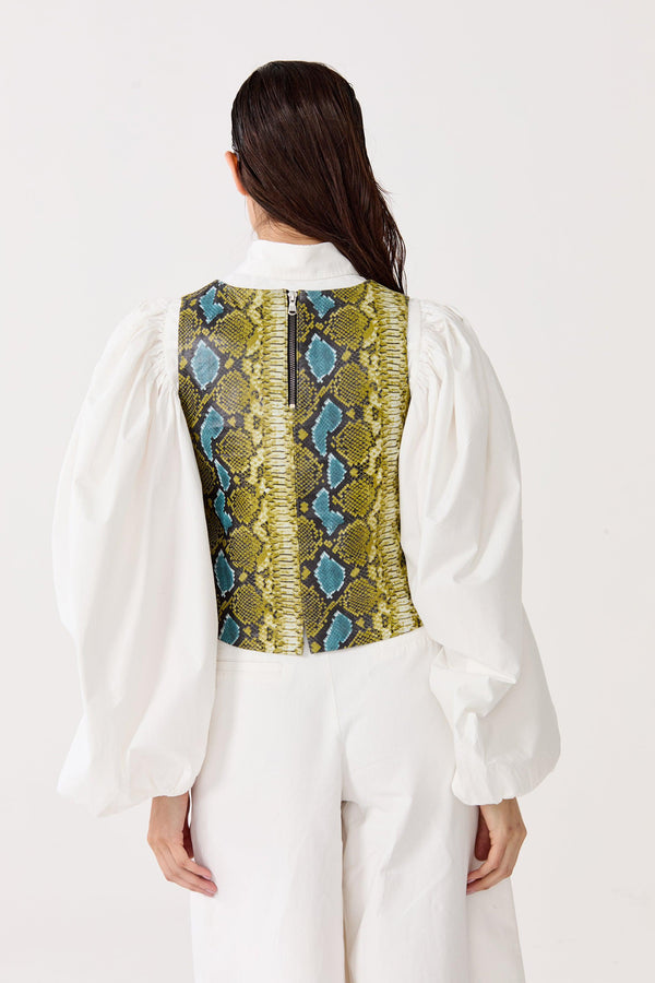 Vermont Leather Top - Blue Snake