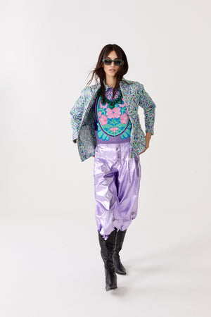 Highland Metallic Linen Quilted Jacket - Meadow Print