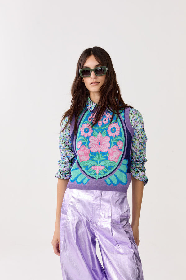 Kimchee Glitter Knitted Top - Kimchie Blue