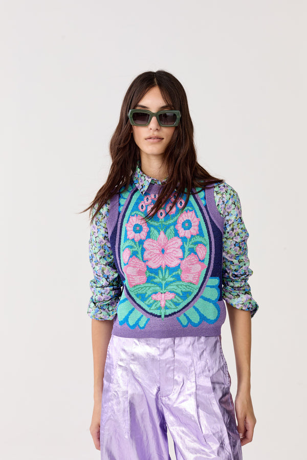 Kimchee Glitter Knitted Top - Kimchie Blue