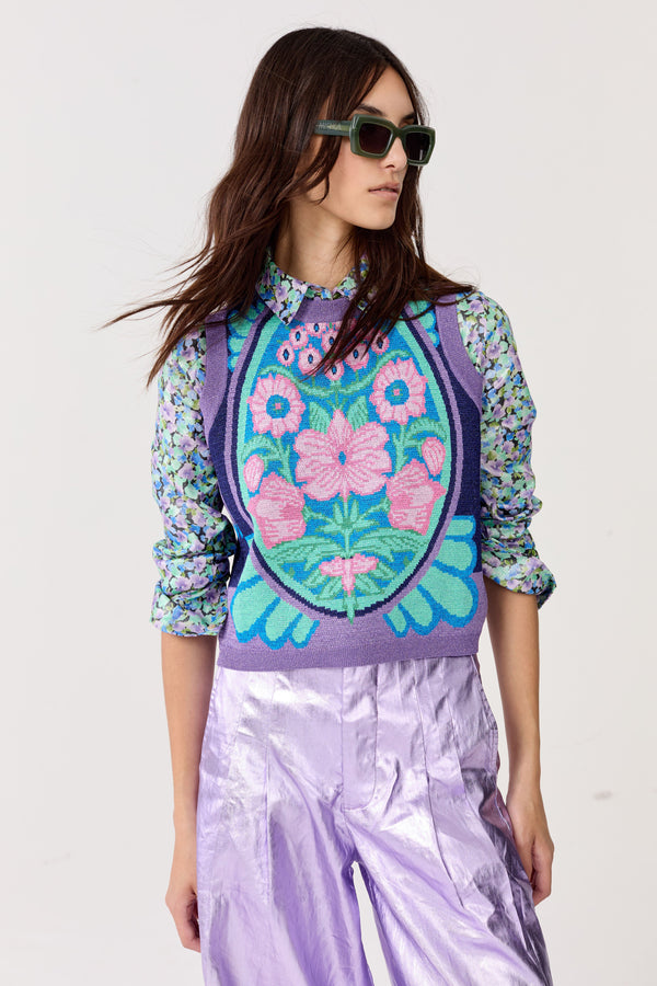 Kimchee Glitter Knitted Top - Kimchie Blue