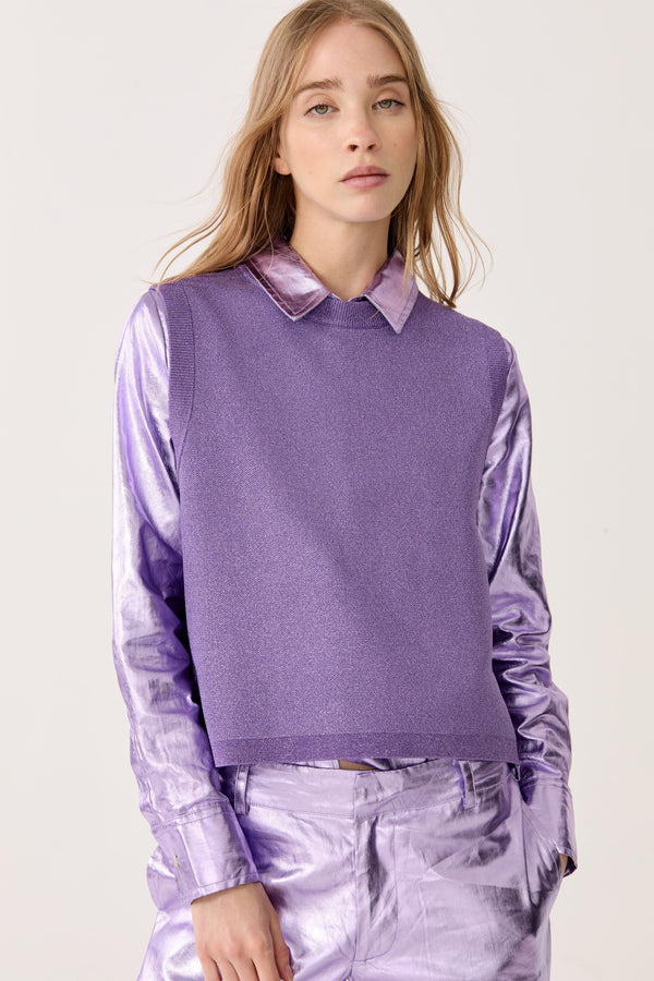 Glitter Knitted Top - Violet