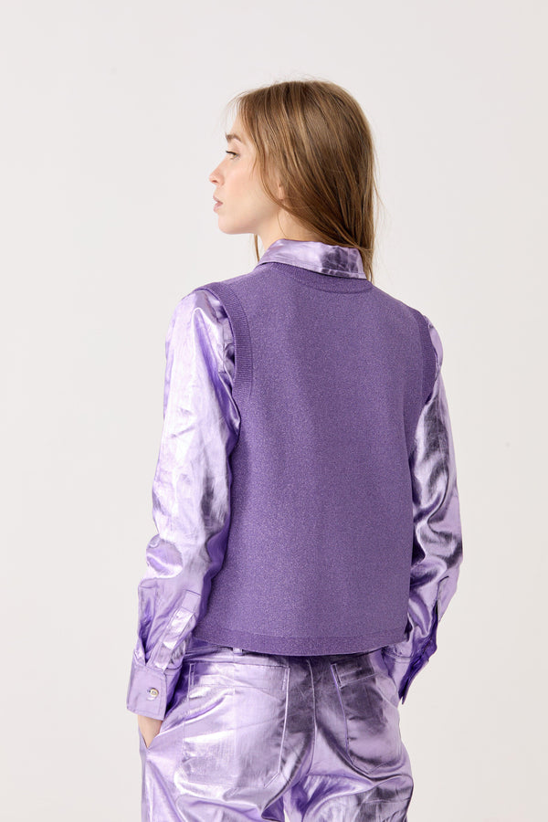 Glitter Knitted Top - Violet