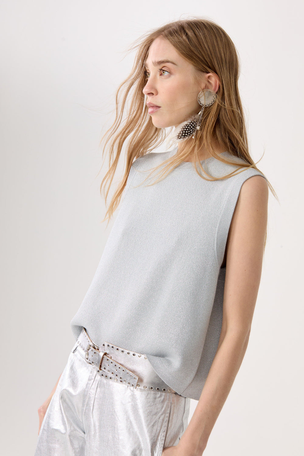 Glitter Knitted Top - Silver